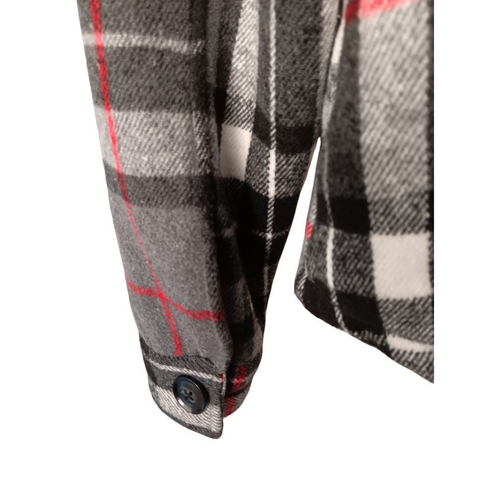 New Special One Premium Boutique Sherpa Plaid Coat Gray Black Soft Thick M - Picture 10 of 16